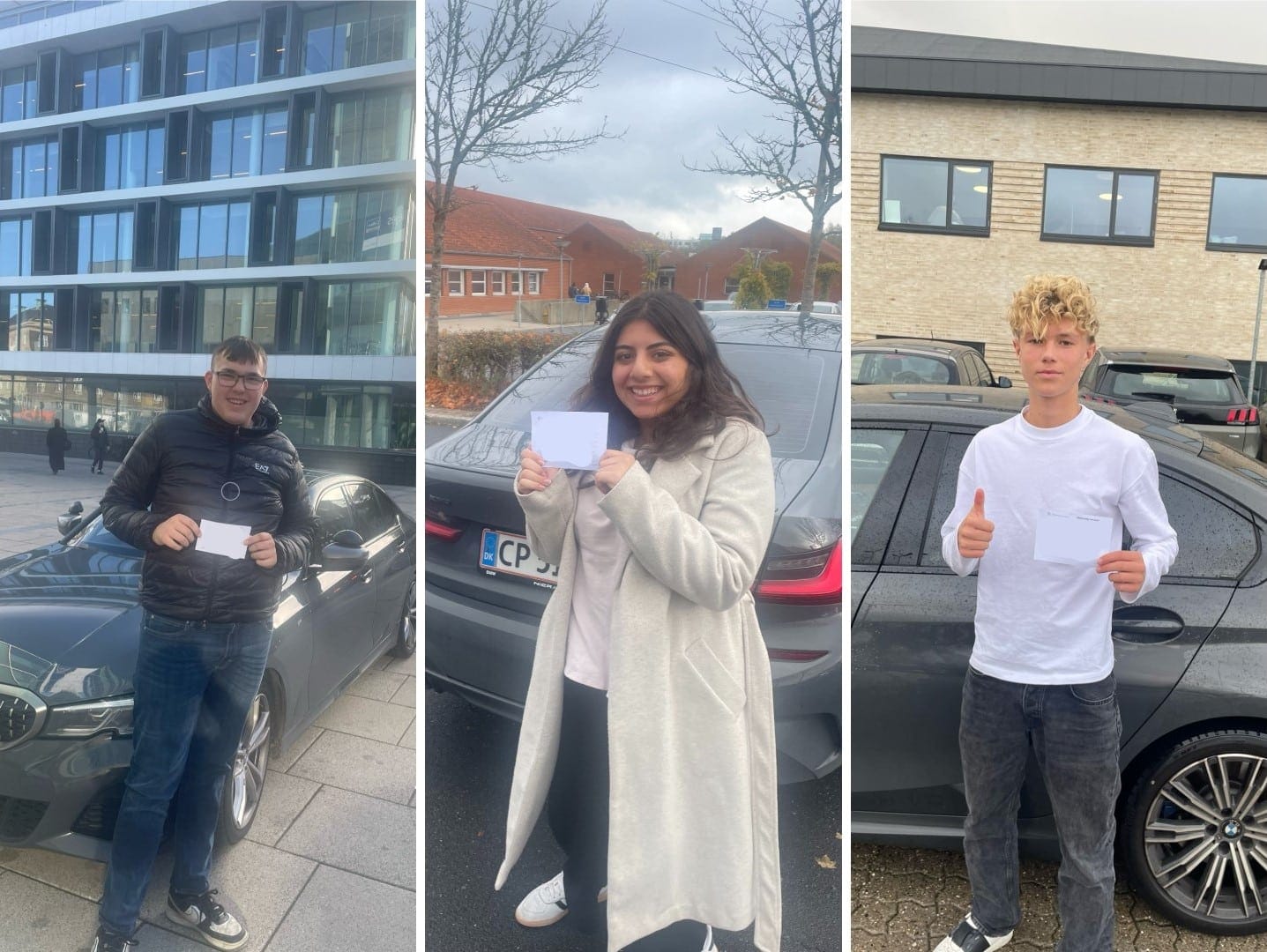 3 glade elever med kørekort